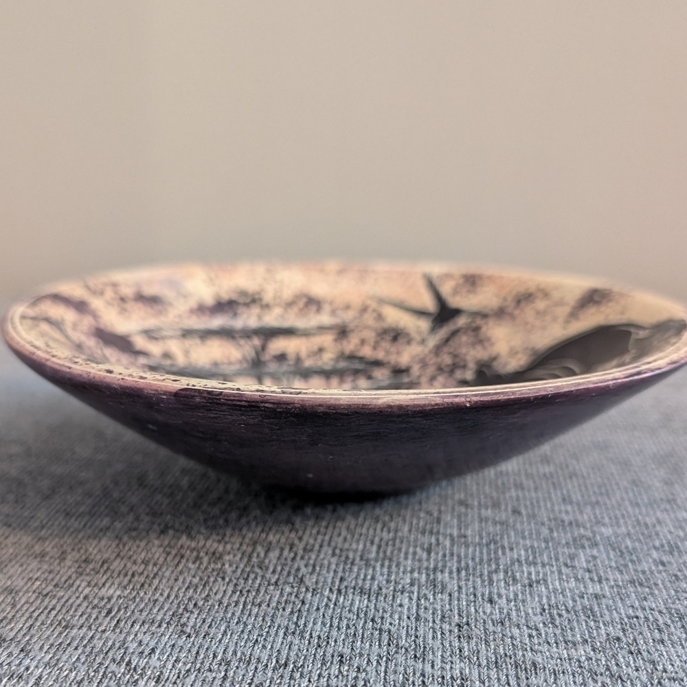 Carved/Etched African Safari with Rhinos Purple 6" Soapstone Bowl - Picture 3 of 3